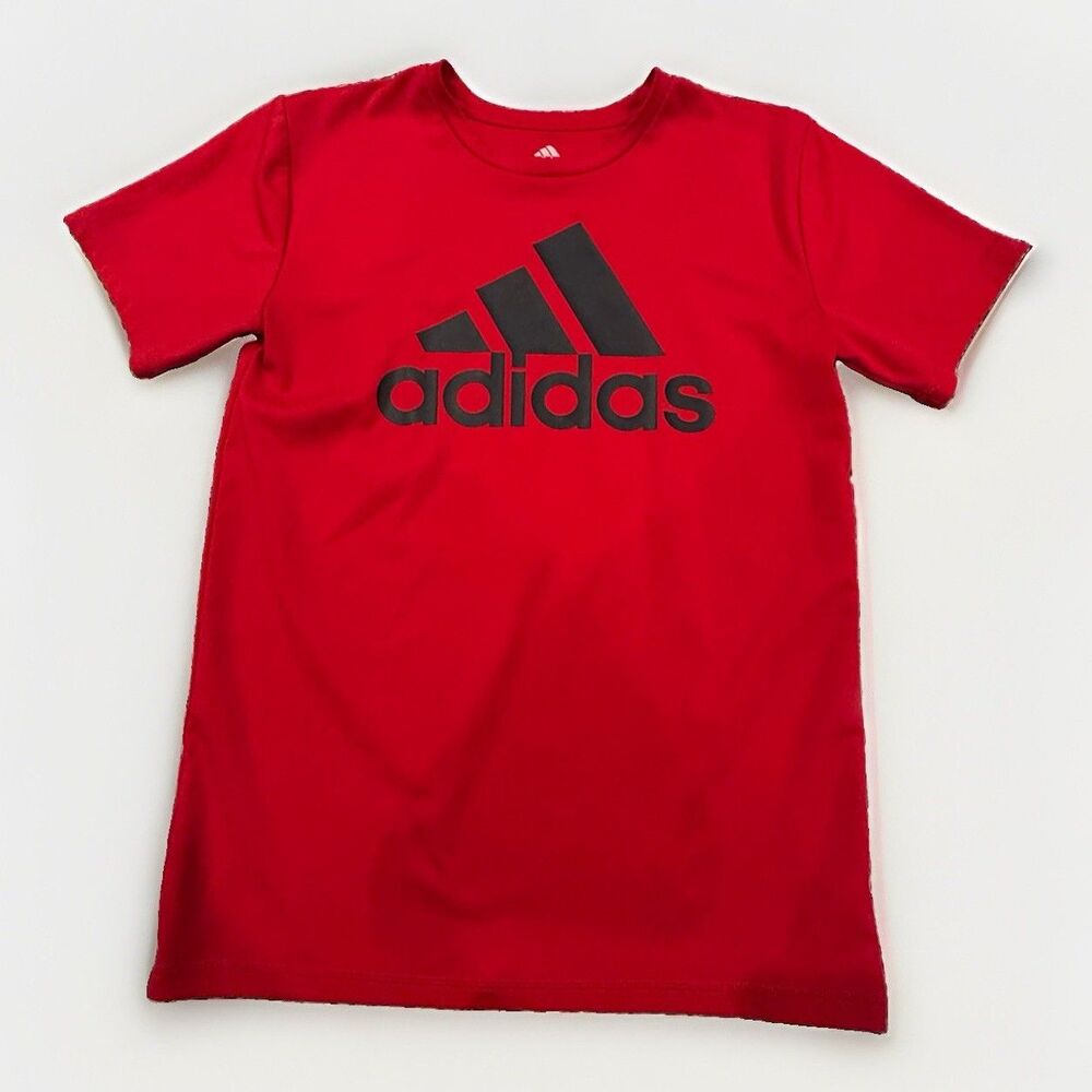 Adidas Boys Youth Large (14-16) Red Short Sleeve Athletic Performance T-Shirt